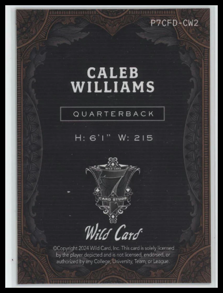 2024 Wild Card Diamond Flourishes Rainbow Black Caleb Williams #/1 #P7CFD-CW2 - Image 2