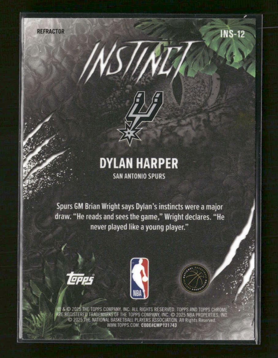 2025-26 Topps Chrome Instinct Refractor Dylan Harper #INS-12 - Image 2
