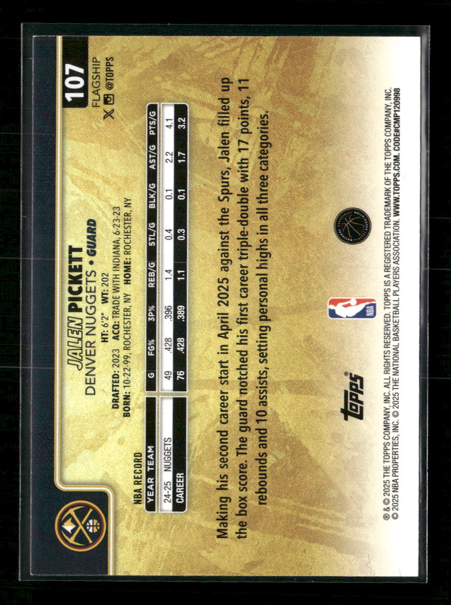 2025-26 Topps Golden Mirror Jalen Pickett #107 - Image 2