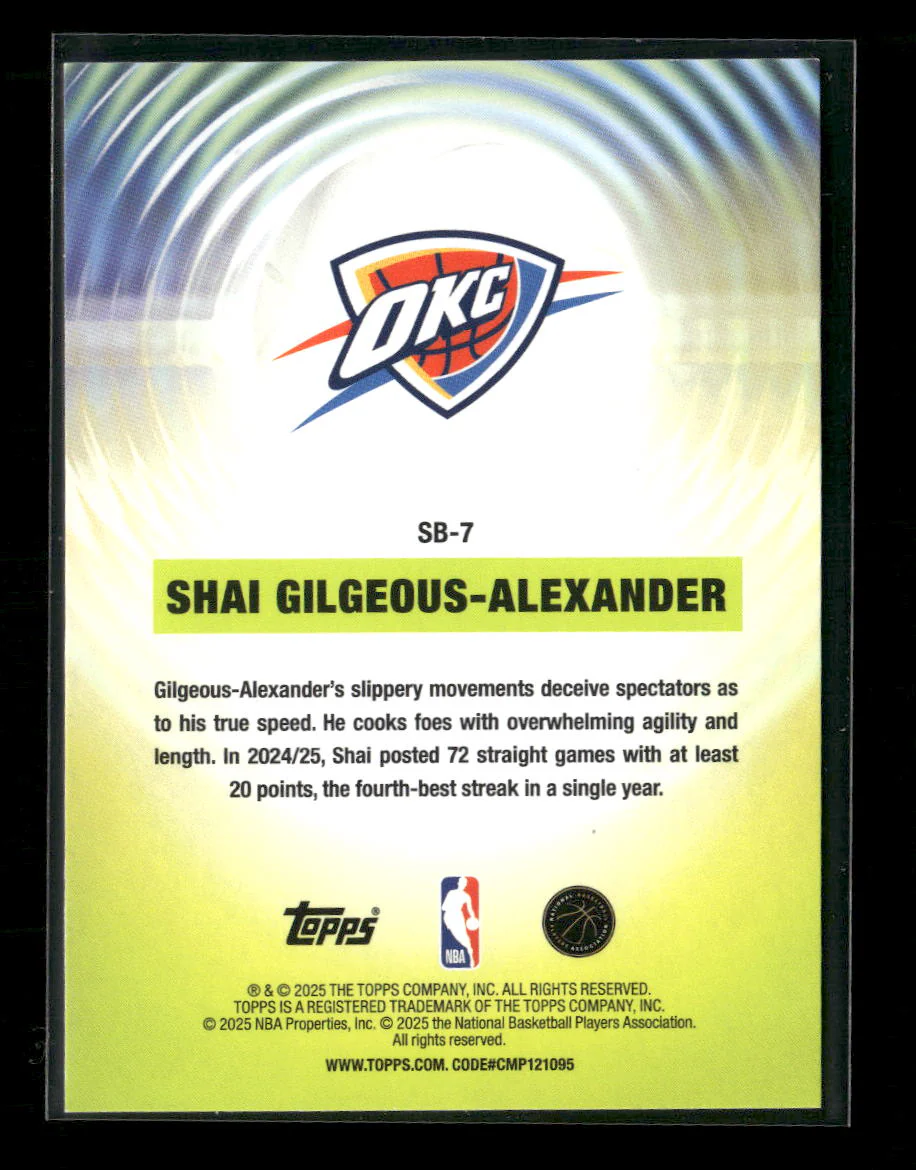 2025-26 Topps Sonic Boom Shai Gilgeous-Alexander #SB-7 - Image 2