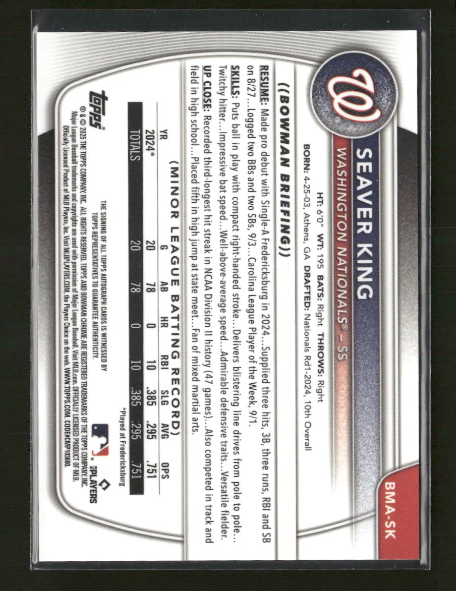 2025 Bowman Chrome Prospect Autographs Mega Mojo Seaver King Auto #BMA-SK - Image 2