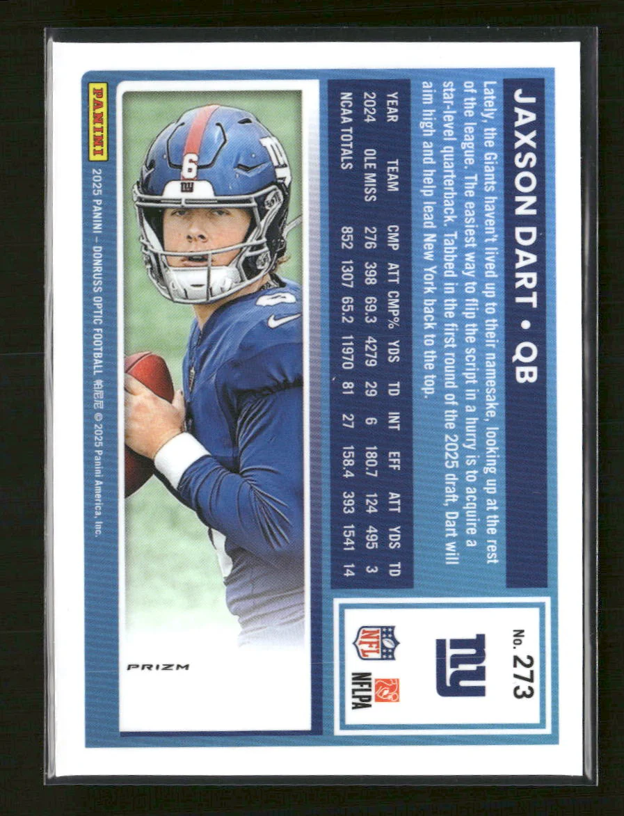 2025 Donruss Optic Bue Scope Jaxson Dart Rookie #273 - Image 2