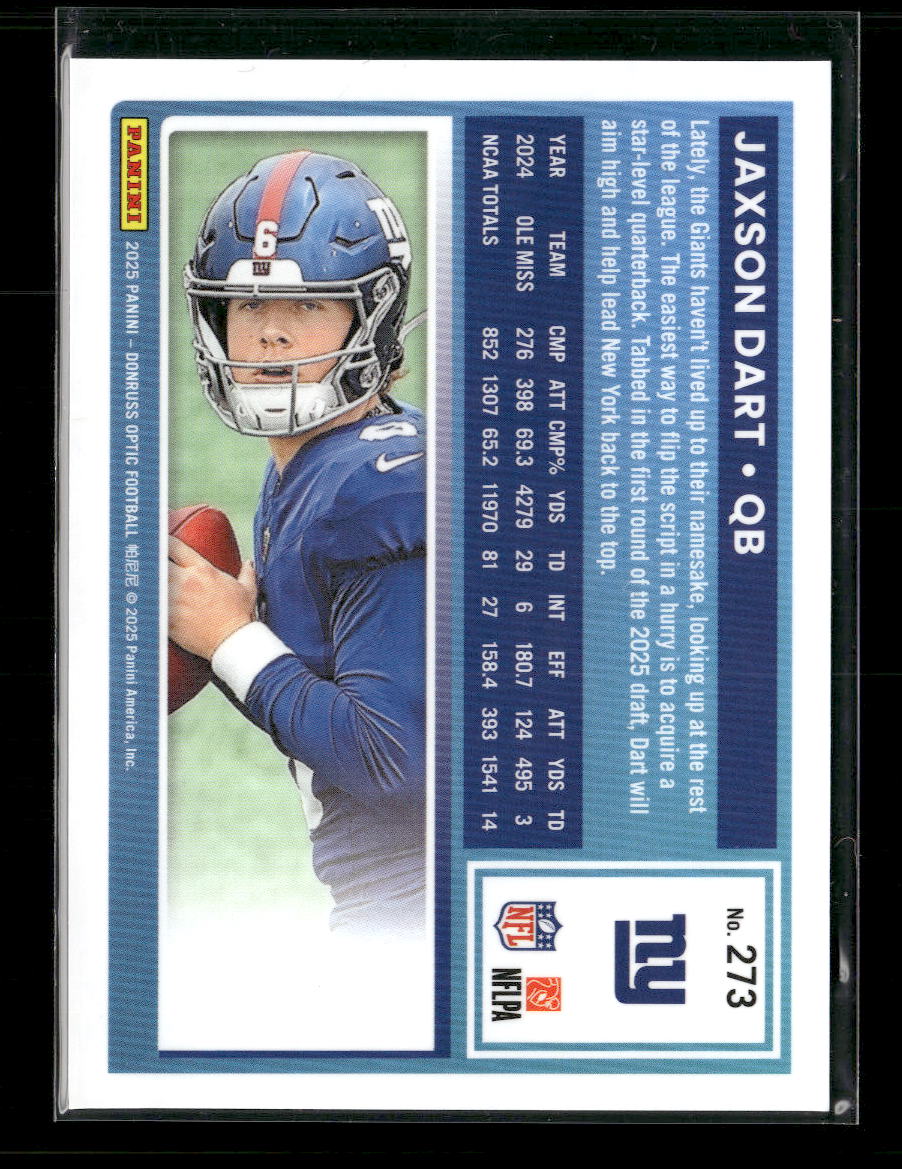 2025 Donruss Optic Jaxson Dart Rookie #273 - Image 2