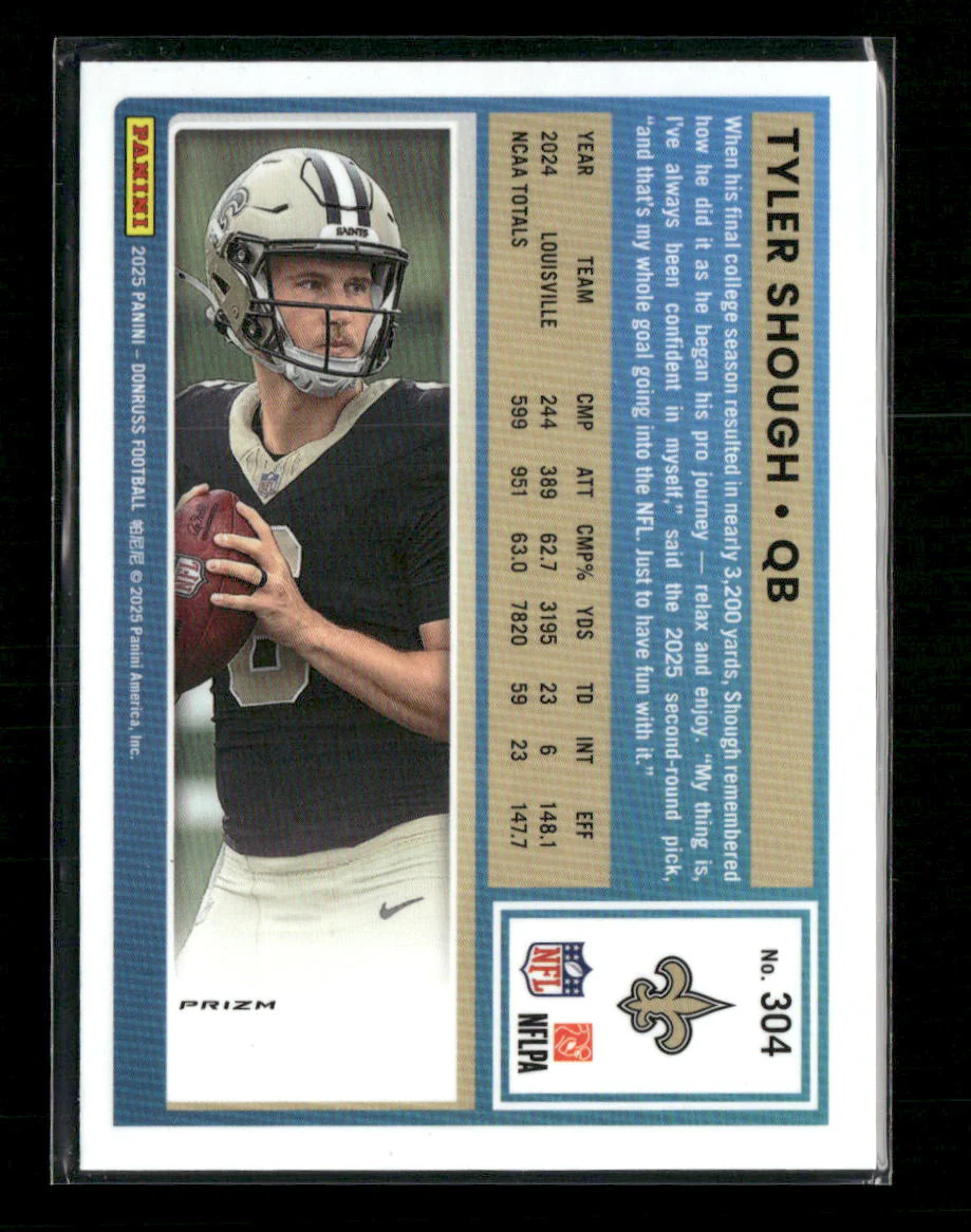 2025 Donruss Optic Rated Rookies Preview Blue Scope Tyler Shough #304 - Image 2