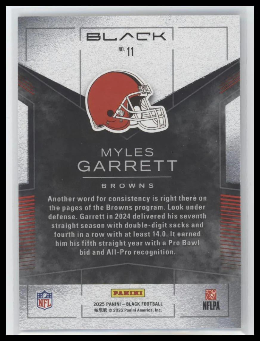 2025 Panini Black Smokescreen Myles Garrett #11 - Image 2