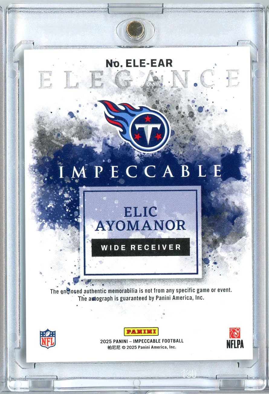 2025 Panini Impeccable Elic Ayomanor #ELE-EAR /60 Relic Auto Rookie RC Football Card - Image 2