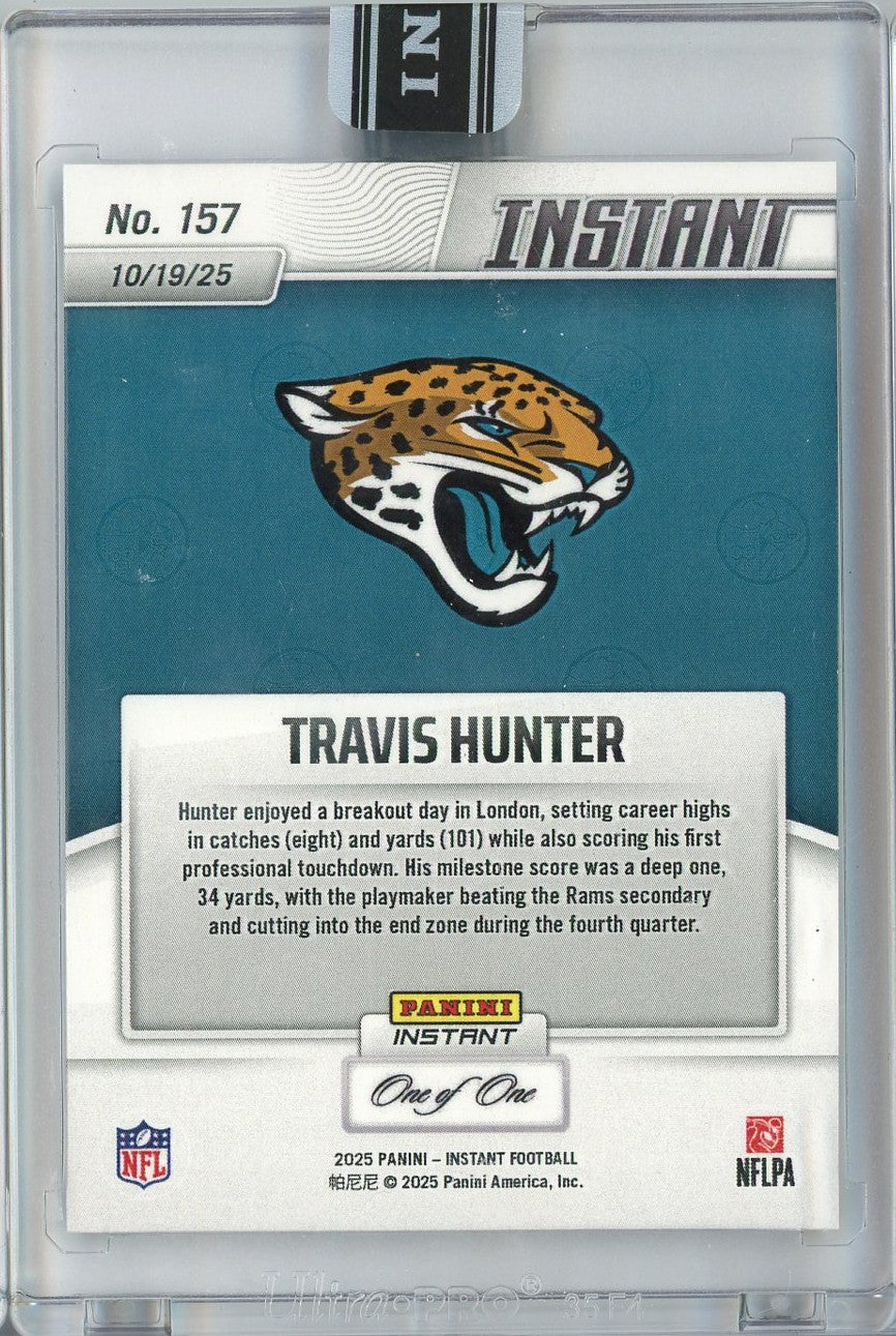 2025 Panini Instant Travis Hunter #157 Magma 1/1 Jacksonville Jaguars Rookie RC Football Card - Image 2