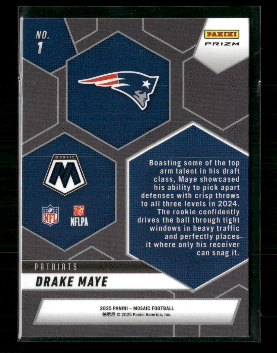 2025 Panini Mosaic Montage Silver Drake Maye #1 - Image 2