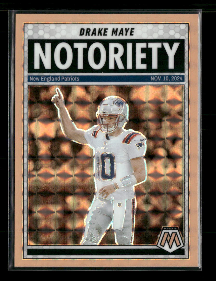 2025 Panini Mosaic Notoriety Mosaic Orange Fluorescent Drake Maye #3