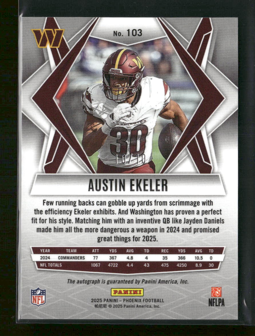 2025 Panini Phoenix Gold Prizm Austin Ekeler #/10 #103 - Image 2