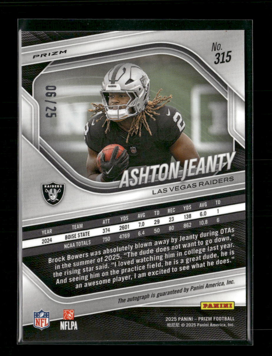 2025 Panini Prizm Auto Camo #/25 Ashton Jeanty #315 - Image 2