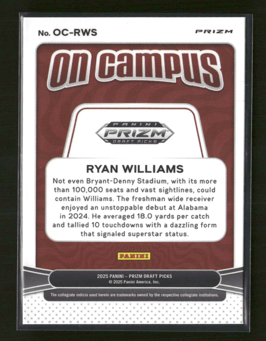 2025 Panini Prizm Draft Picks On Campus Ryan Williams #OC-RWS - Image 2