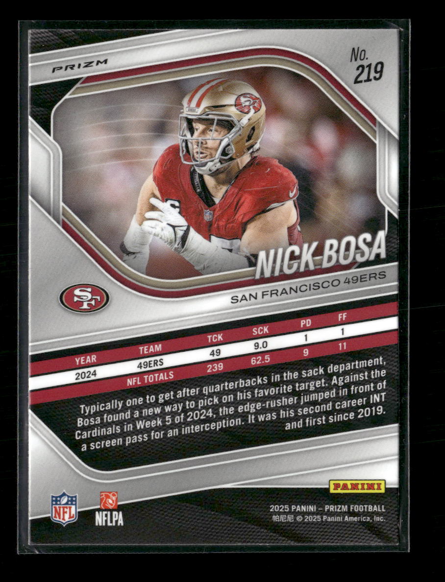 2025 Panini Prizm Nick Bosa #219 - Image 2