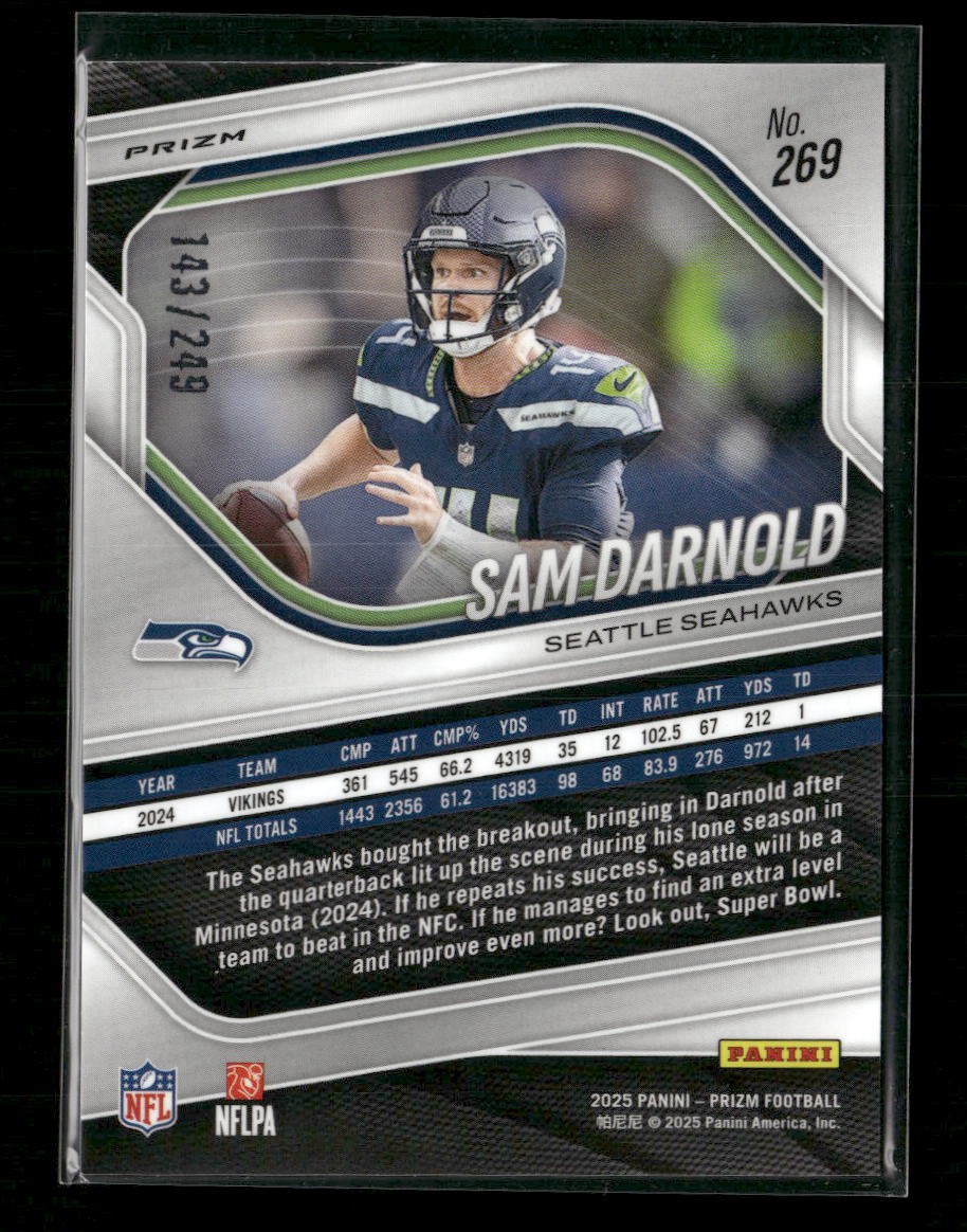 2025 Panini Prizm Orange Sam Darnold #/249 #269 - Image 2