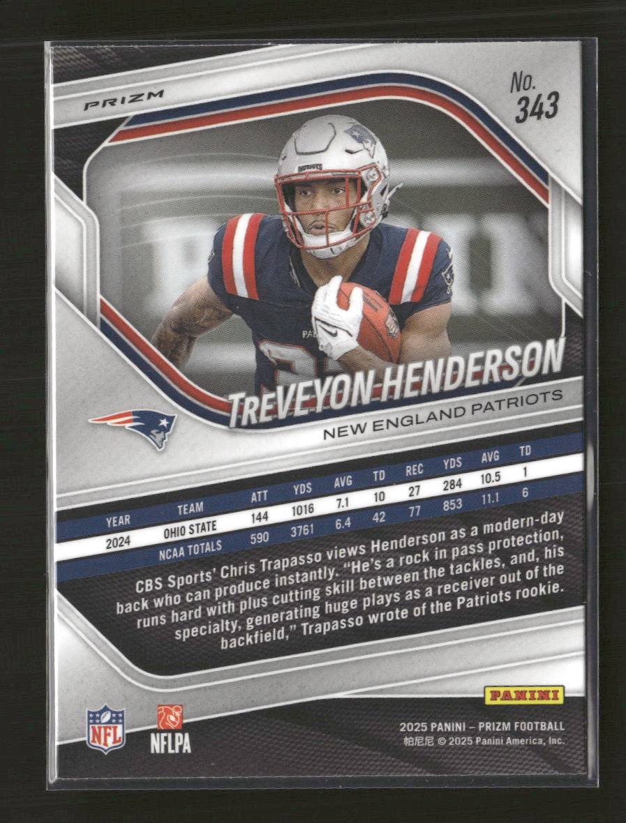 2025 Panini Prizm White Disco TreVeyon Henderson #343 - Image 2