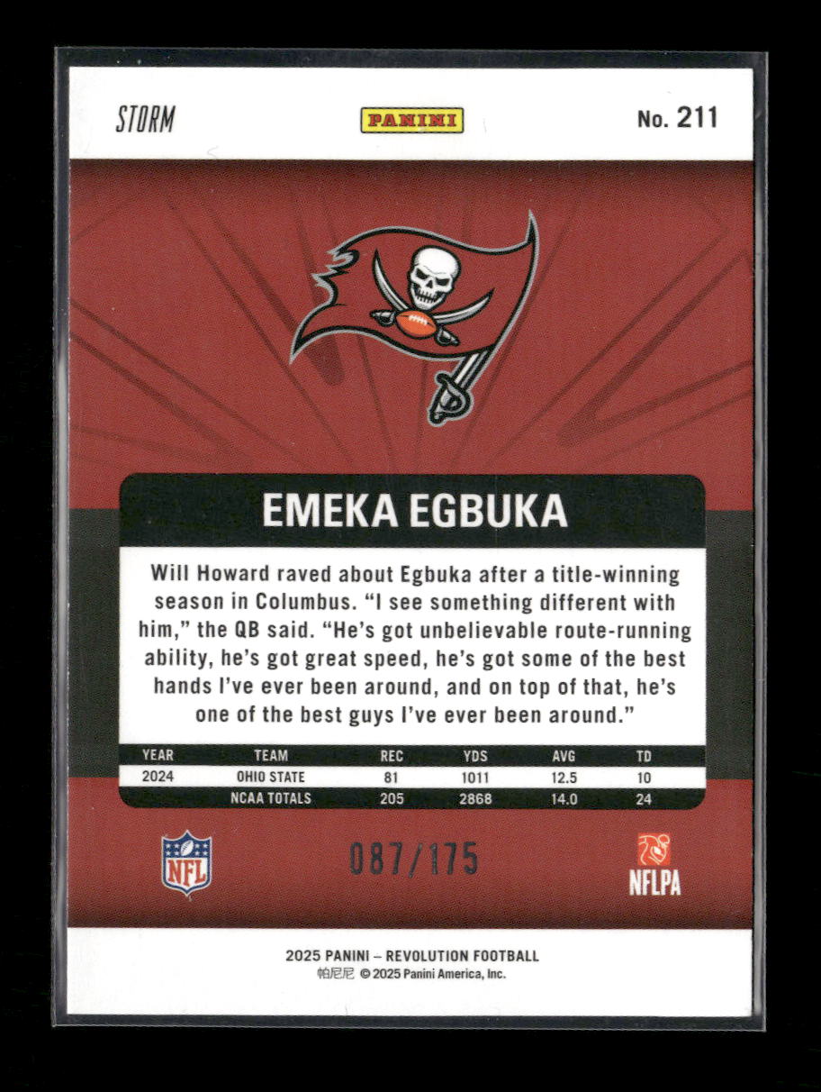 2025 Panini Revolution Purple Storm Emeka Egbuka #/175 #211 - Image 2