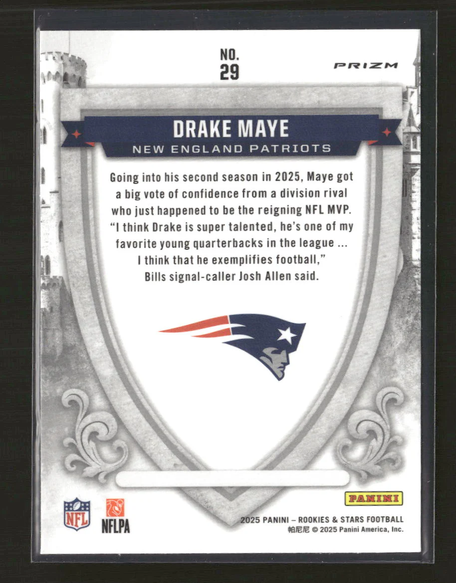 2025 Panini Rookies & Stars Crusade Red Plaid Drake Maye #29 - Image 2