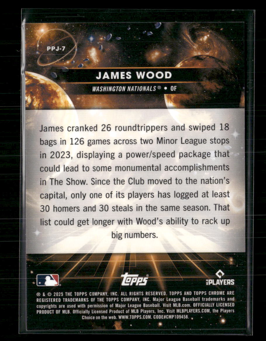 2025 Topps Chrome Cosmic Planetary Pursuit Jupiter James Wood #PPJ-7 - Image 2