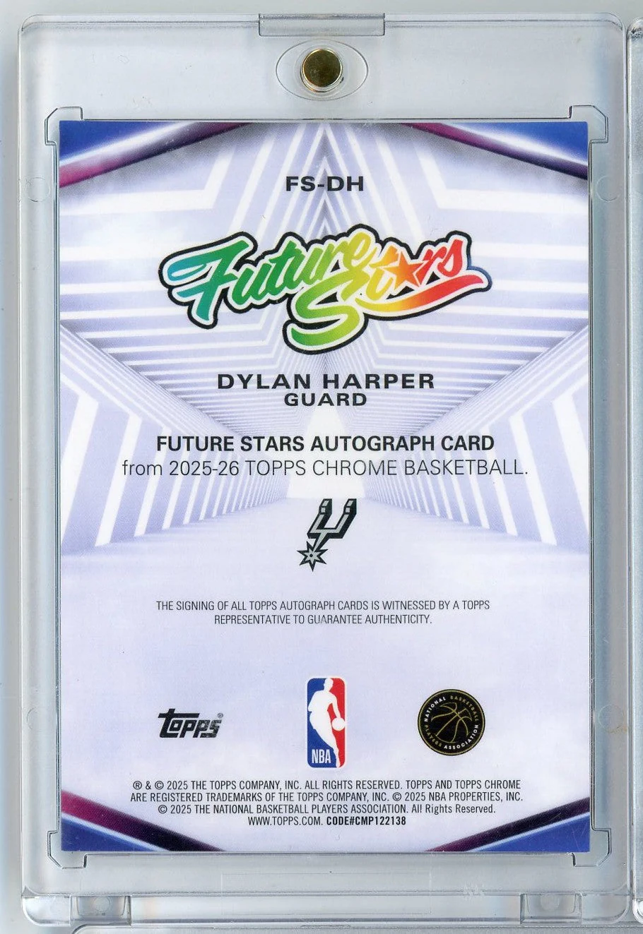 2025 Topps Chrome Future Stars Dylan Harper #FSDH /99 Auto Rookie RC Basketball Card - Image 2