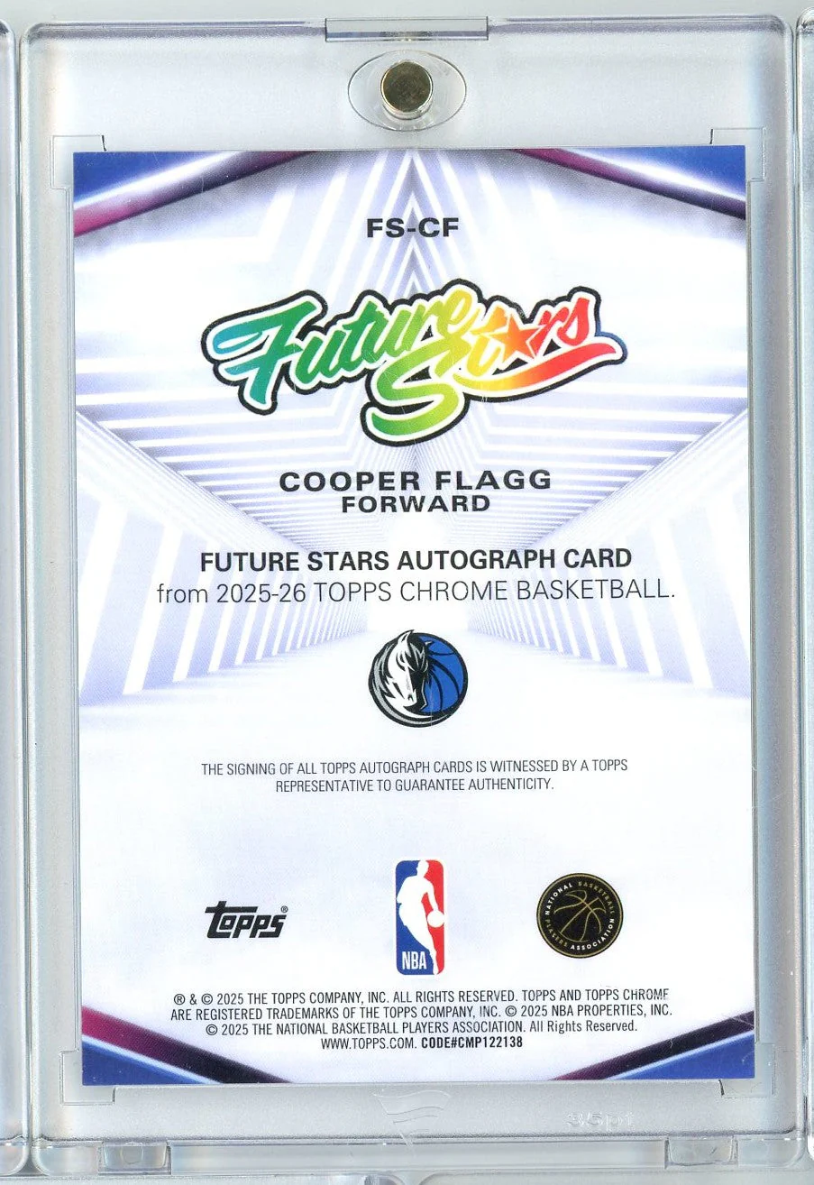 2025 Topps Cooper Flagg #FSCF Future Stars Auto Dallas Mavericks Rookie RC Basketball Card - Image 2