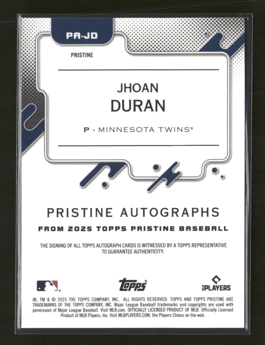 2025 Topps Pristine Pristine Autographs Jhoan Duran Auto #PA-JD - Image 2