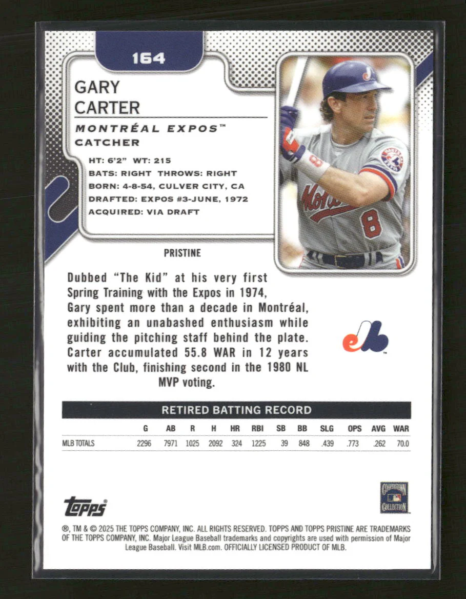 2025 Topps Pristine Pristine Gold Refractor Gary Carter #/50 #164 - Image 2