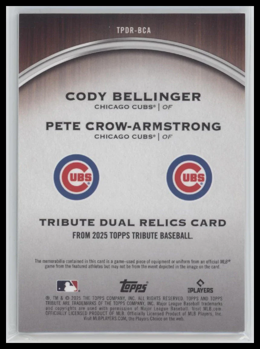 2025 Topps Two Player Dual Relic Gold #/75 Cody B / Pete C-A #TPDR-BCA - Image 2