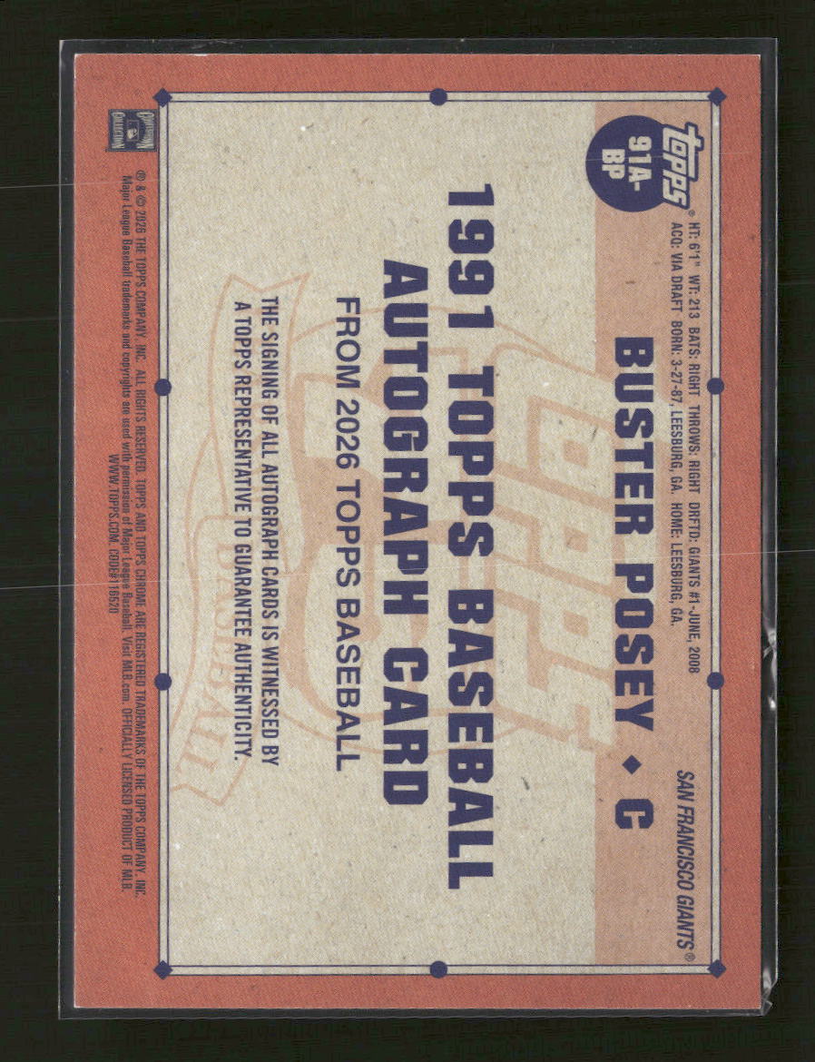 2026 Topps  Baseball 35th Anniversary Black Buster Posey #/10 Auto #91A-BP - Image 2