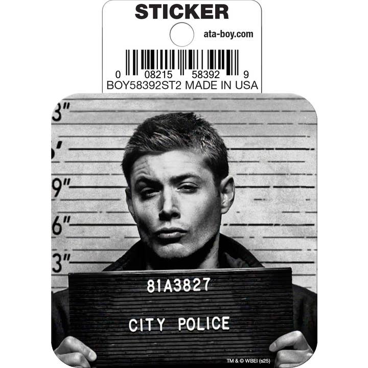 Ata-Boy Stickers: Die Cut Vinyl Sticker - 3" - Supernatural - Dean Winchester - Mugshot