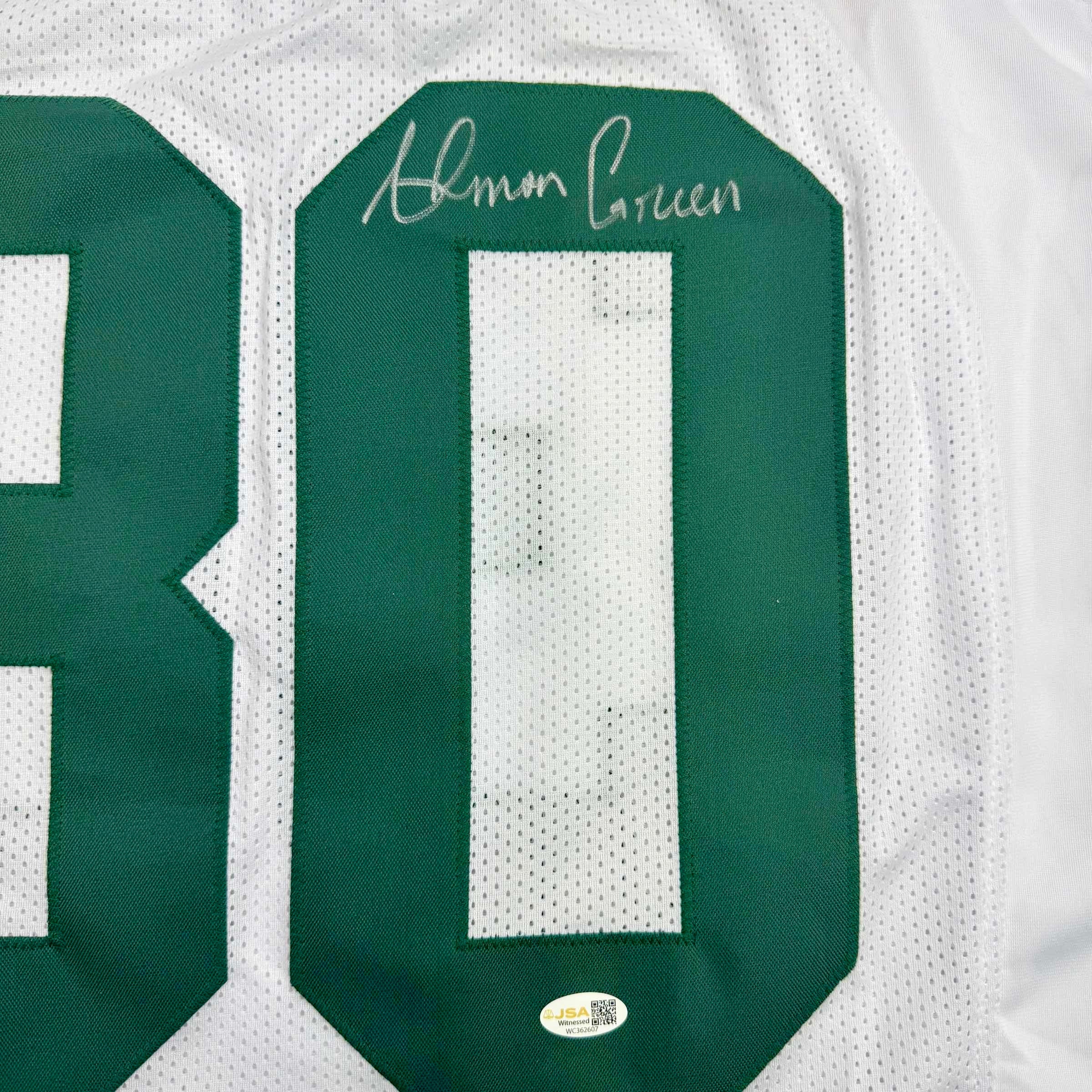 Autographed/Signed Ahman Green Green Bay White Football Jersey JSA COA - Image 3