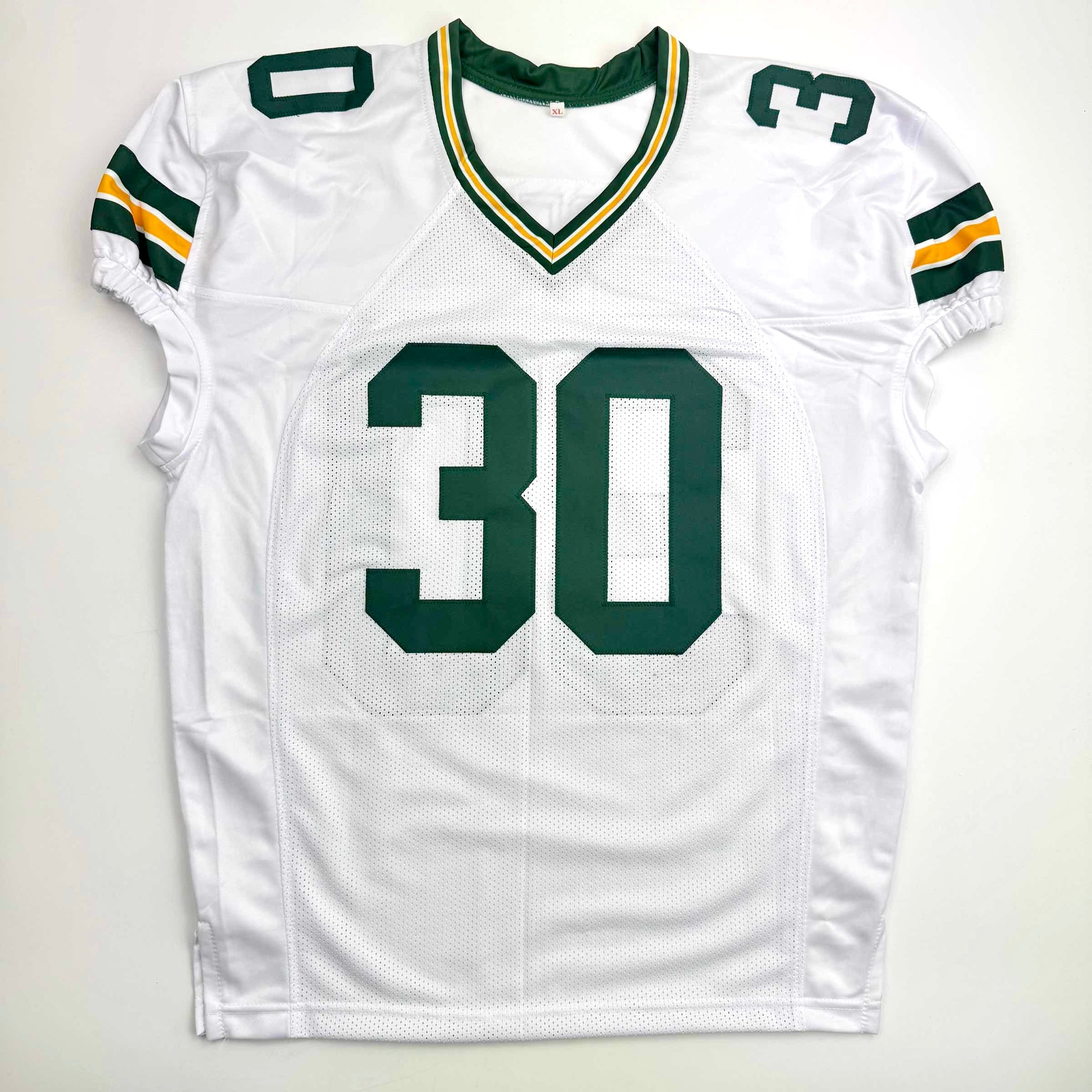 Autographed/Signed Ahman Green Green Bay White Football Jersey JSA COA - Image 4