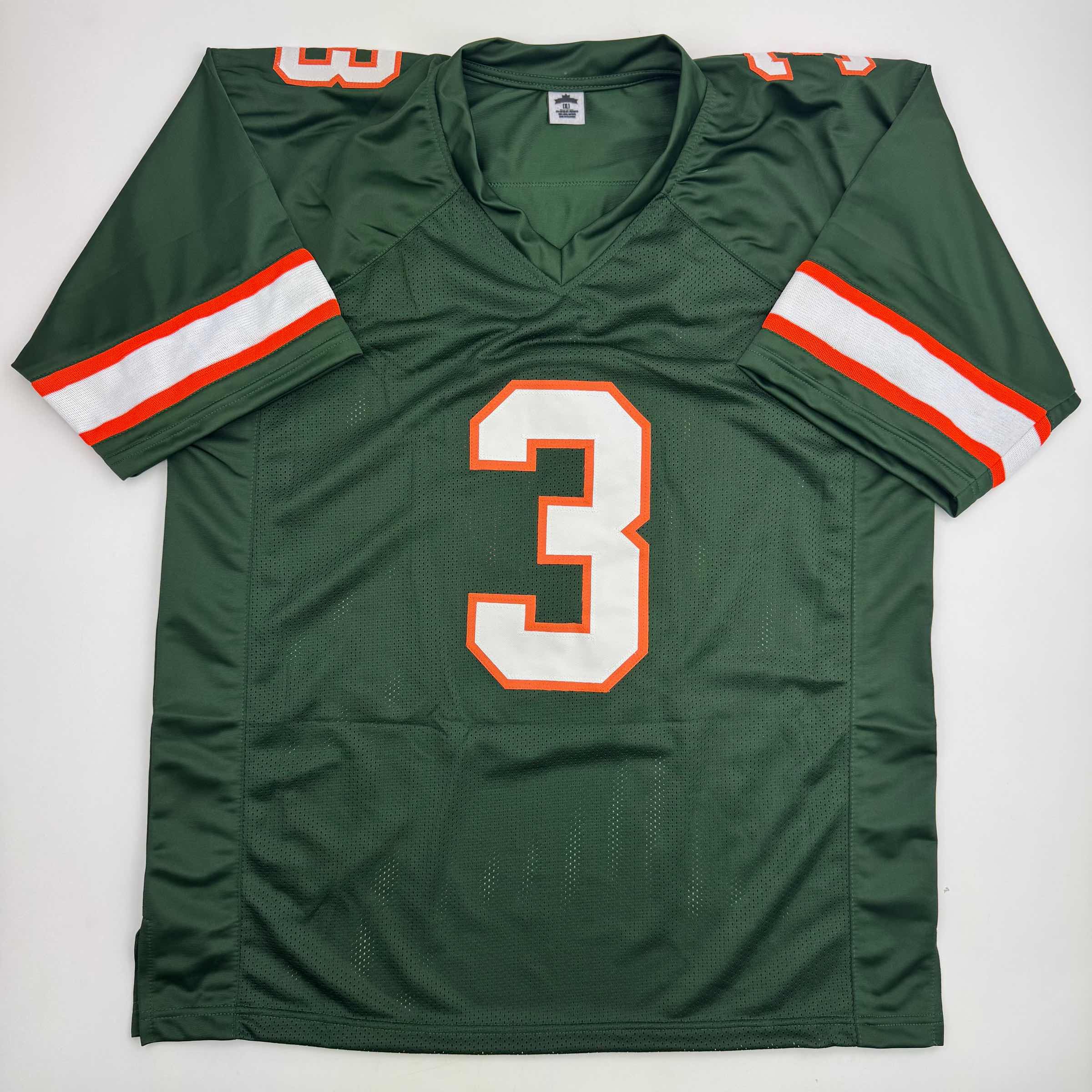 Autographed/Signed Akheem Mesidor Miami Green College Football Jersey Beckett BAS COA - Image 4