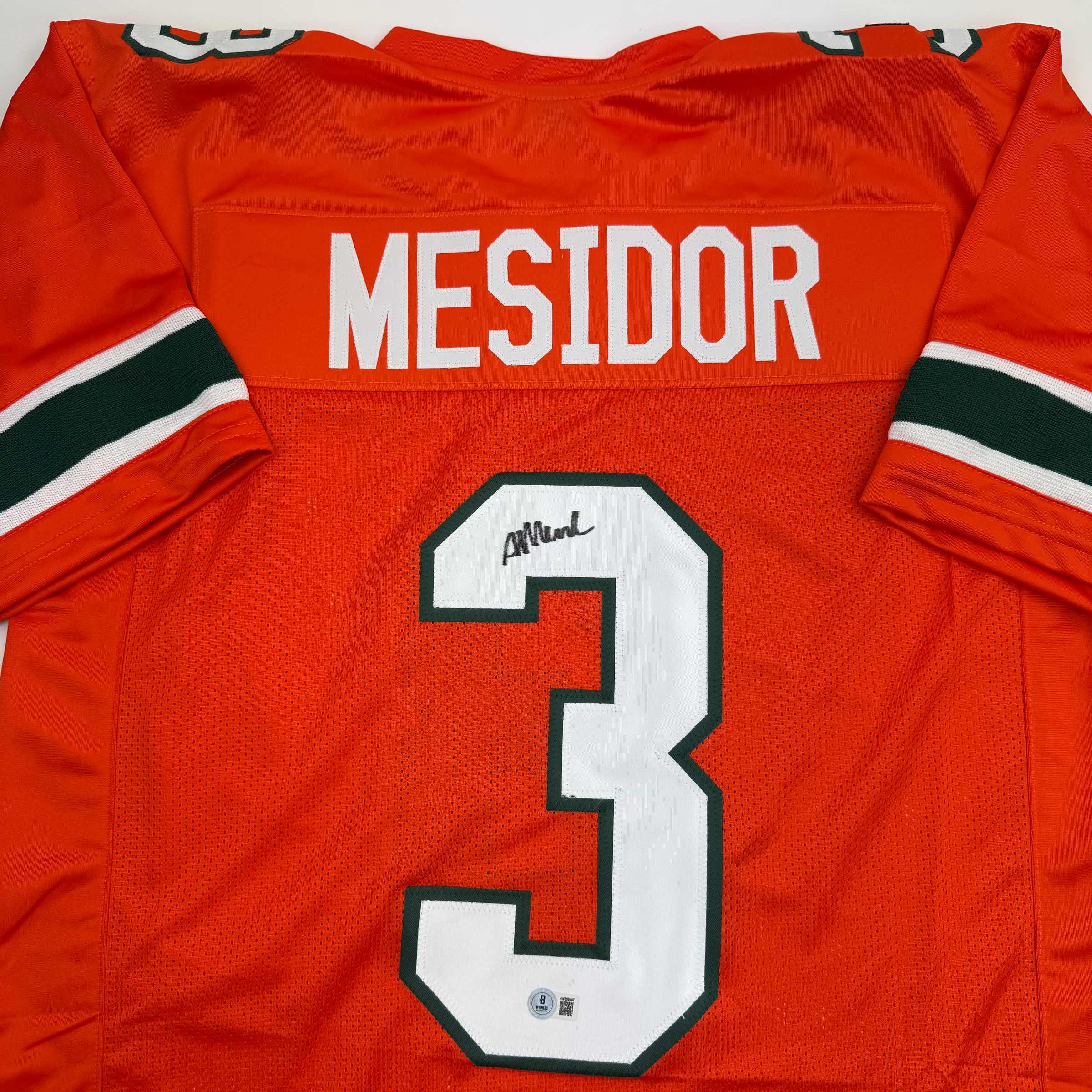 Autographed/Signed Akheem Mesidor Miami Orange College Football Jersey Beckett BAS COA - Image 2