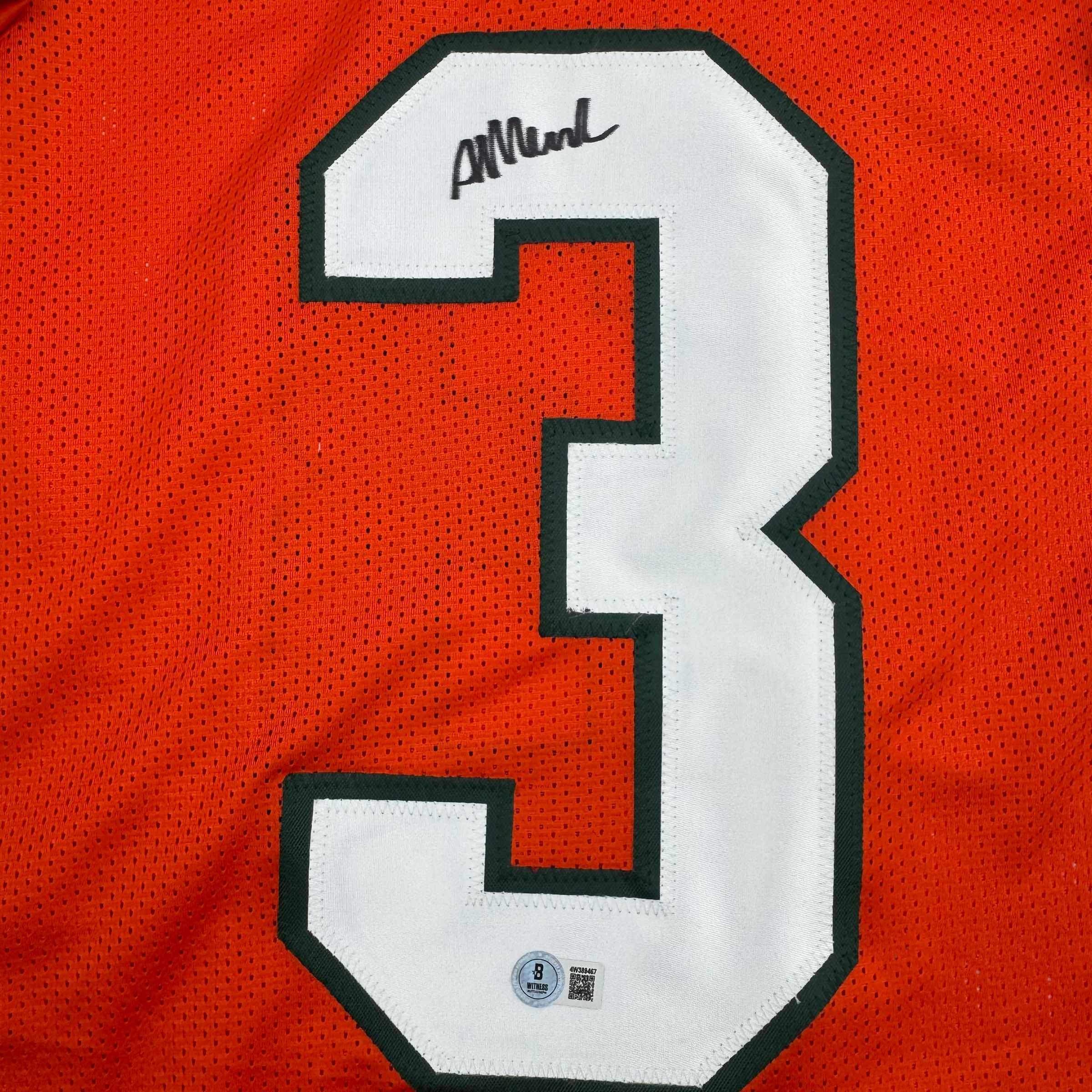 Autographed/Signed Akheem Mesidor Miami Orange College Football Jersey Beckett BAS COA - Image 3