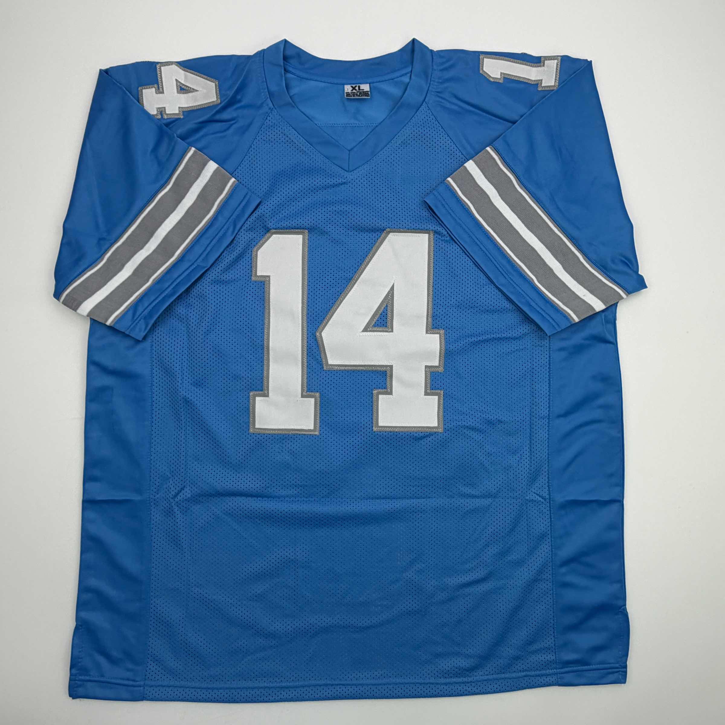 Autographed/Signed Amon-Ra St. Brown Detroit Current Blue Football Jersey Beckett BAS COA - Image 4