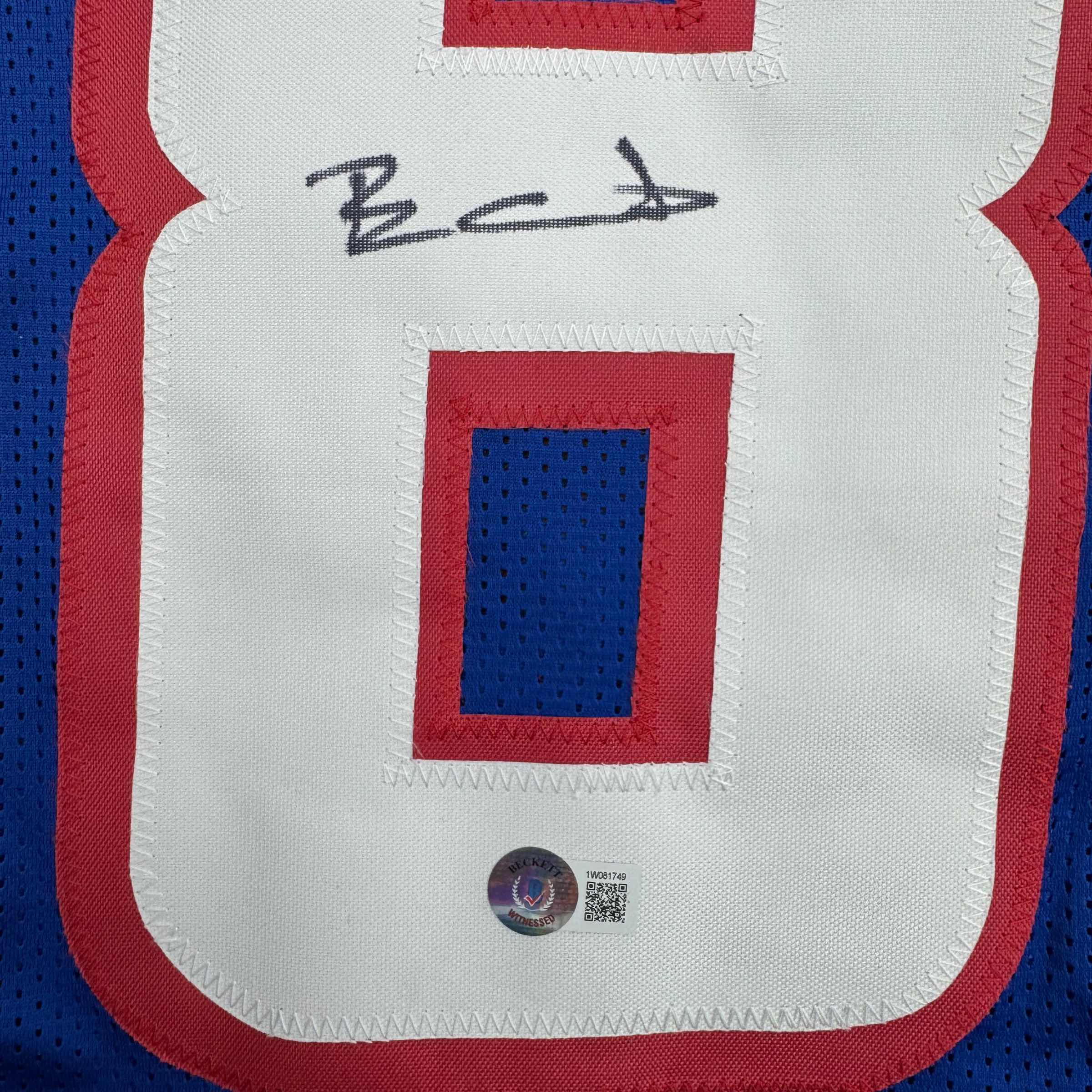 Autographed/Signed Ben Coates New England Blue Football Jersey Beckett BAS COA - Image 3