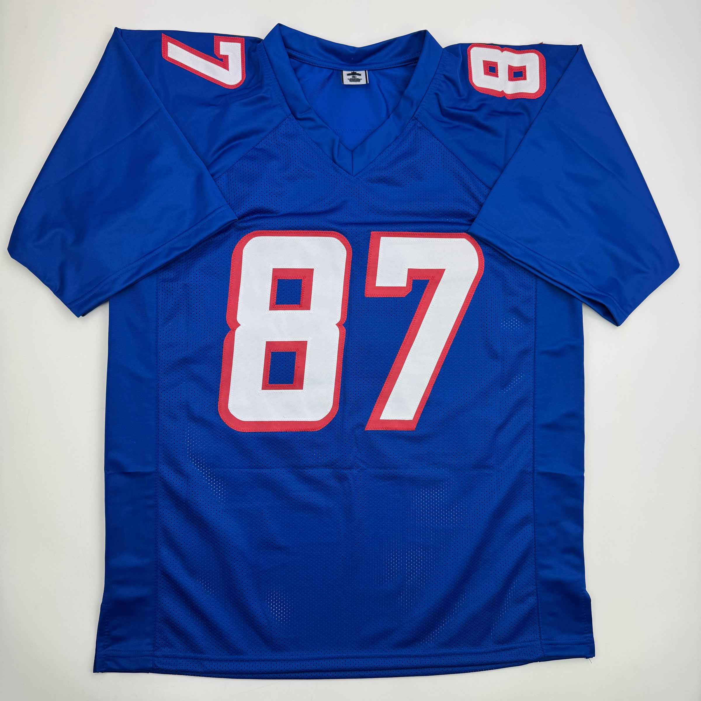 Autographed/Signed Ben Coates New England Blue Football Jersey Beckett BAS COA - Image 4