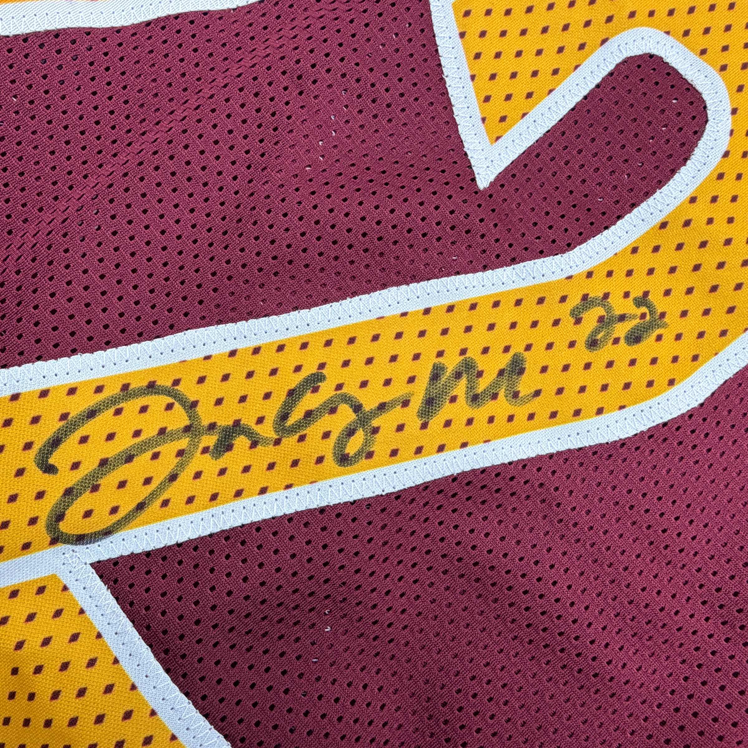 Autographed/Signed Bill Jacory Croskey-Merritt Washington Burgundy Football Jersey Beckett BAS COA - Image 3