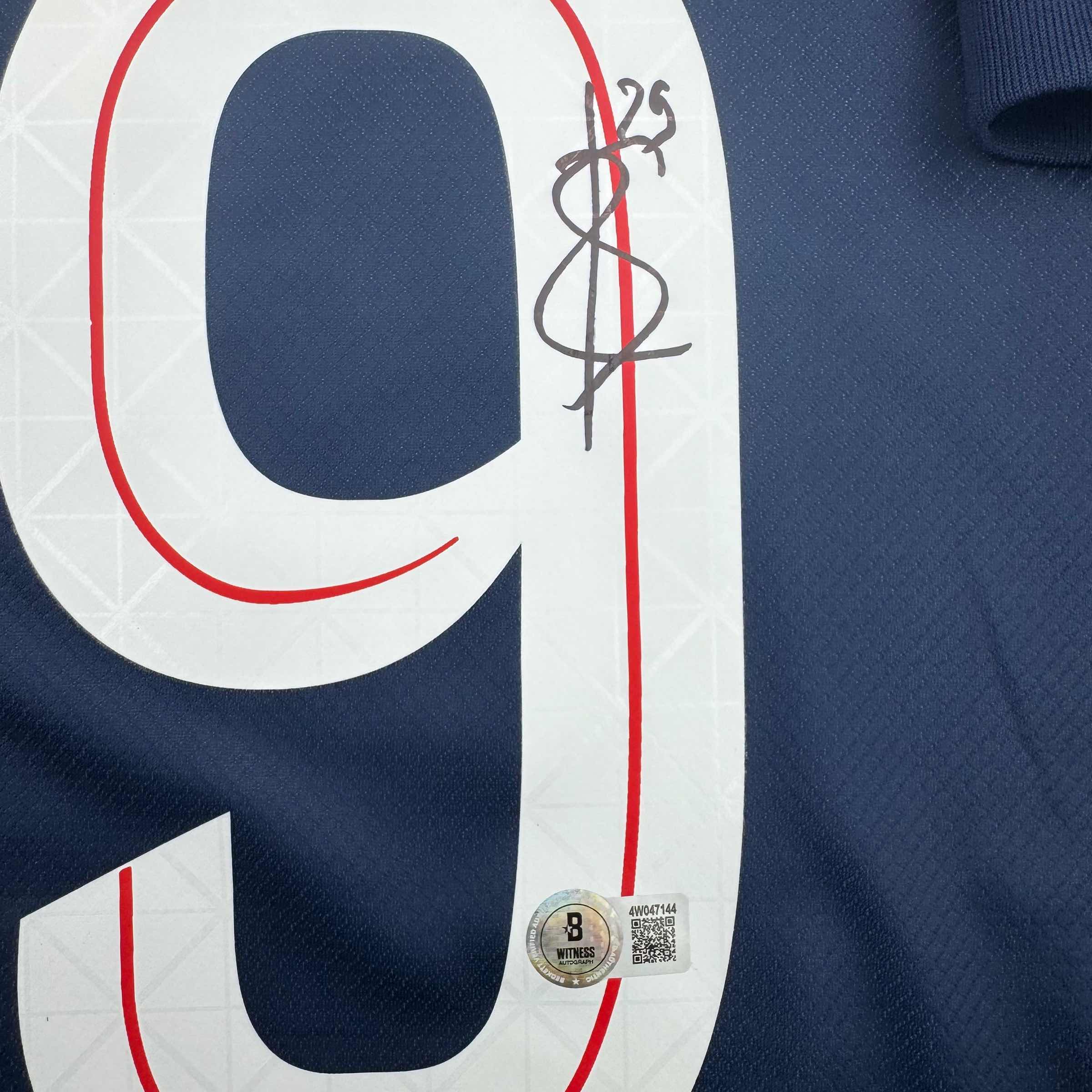 Autographed/Signed Bradley Barcola PSG Paris Saint Germain Blue Soccer Futbol Jersey Beckett BAS COA - Image 3