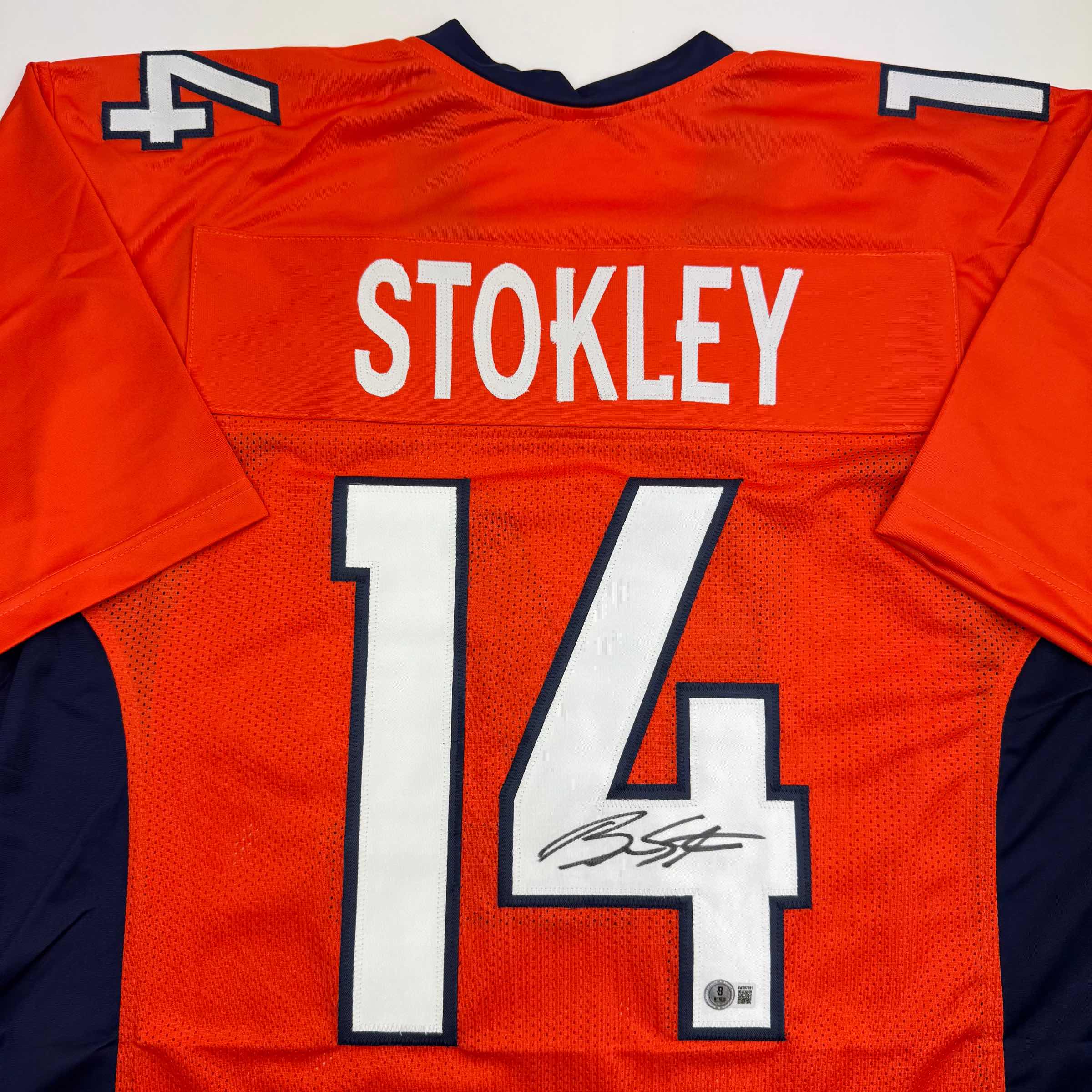 Autographed/Signed Brandon Stokley Denver Orange Football Jersey Beckett BAS COA - Image 2