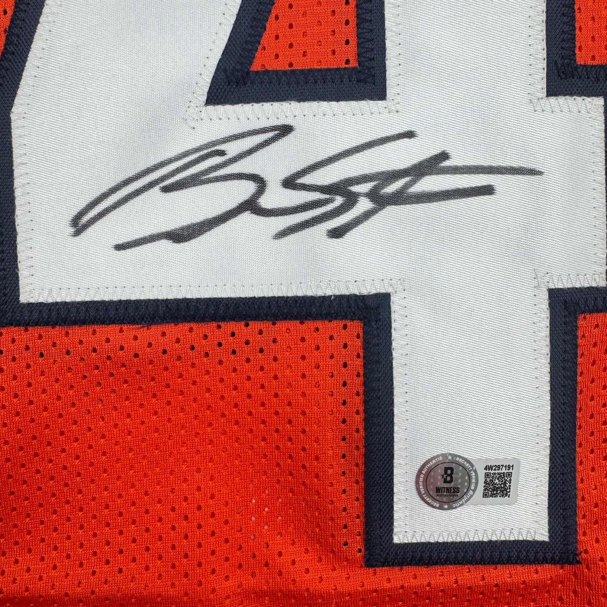 Autographed/Signed Brandon Stokley Denver Orange Football Jersey Beckett BAS COA - Image 3