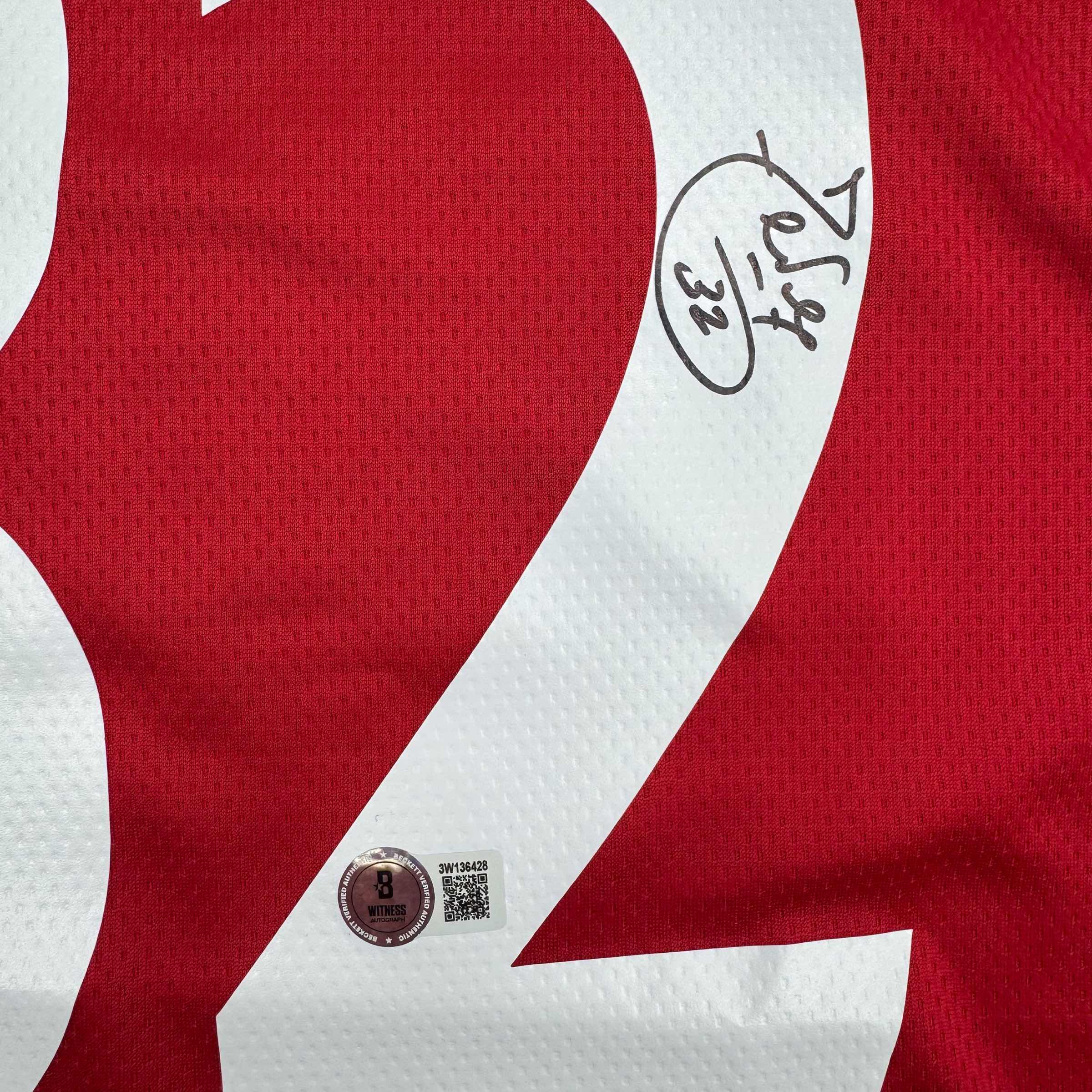 Autographed/Signed Carlos Tevez Manchester United Red Soccer Jersey Beckett BAS COA - Image 3