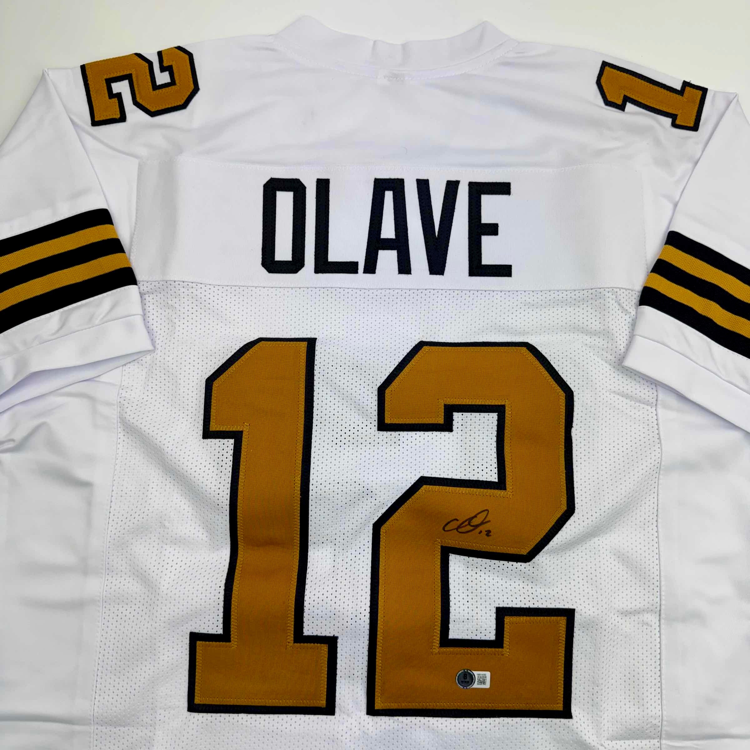 Autographed/Signed Chris Olave New Orleans White Color Rush Football Jersey Beckett BAS COA - Image 2