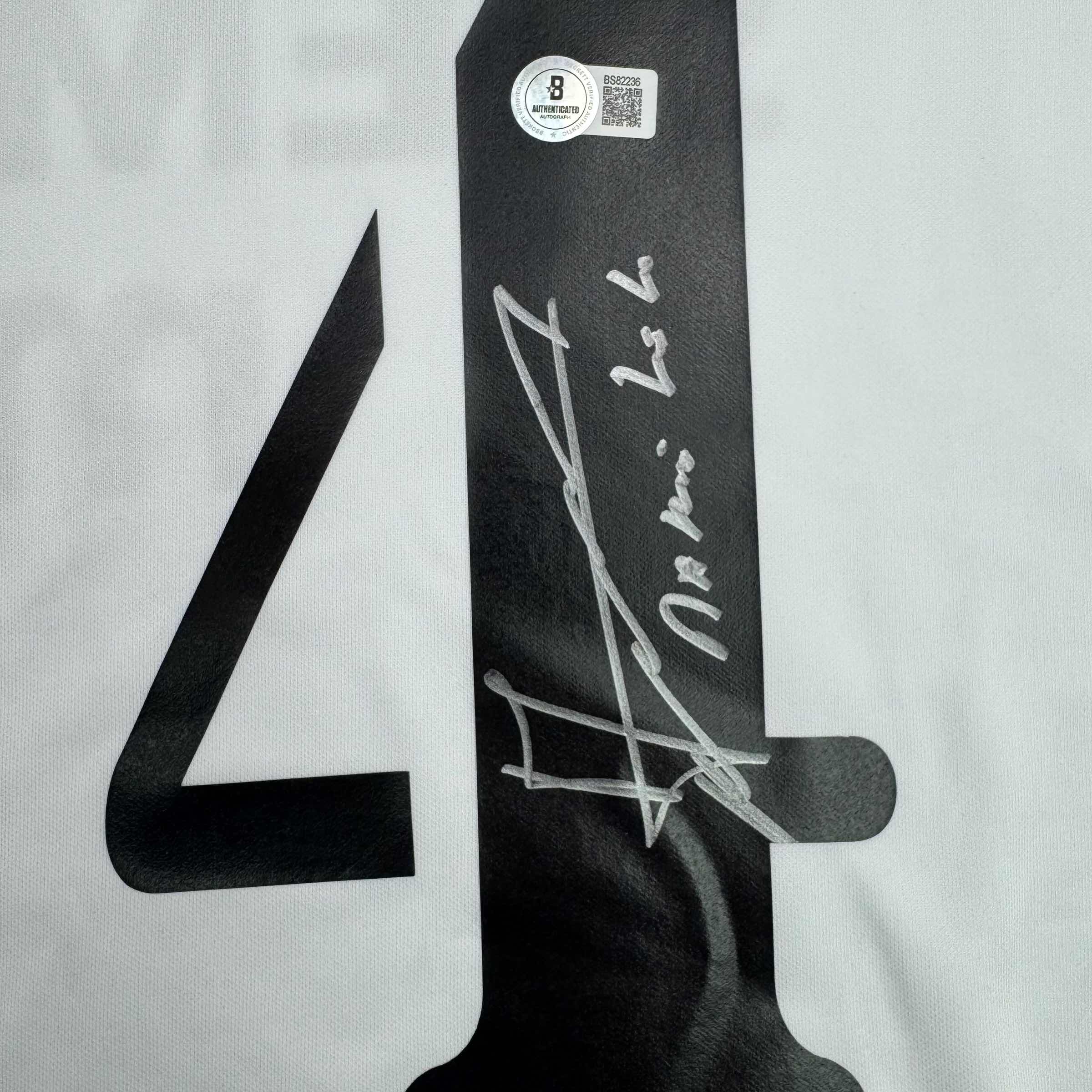Autographed/Signed Claude Makelele Real Madrid White Soccer Jersey Beckett BAS COA - Image 3