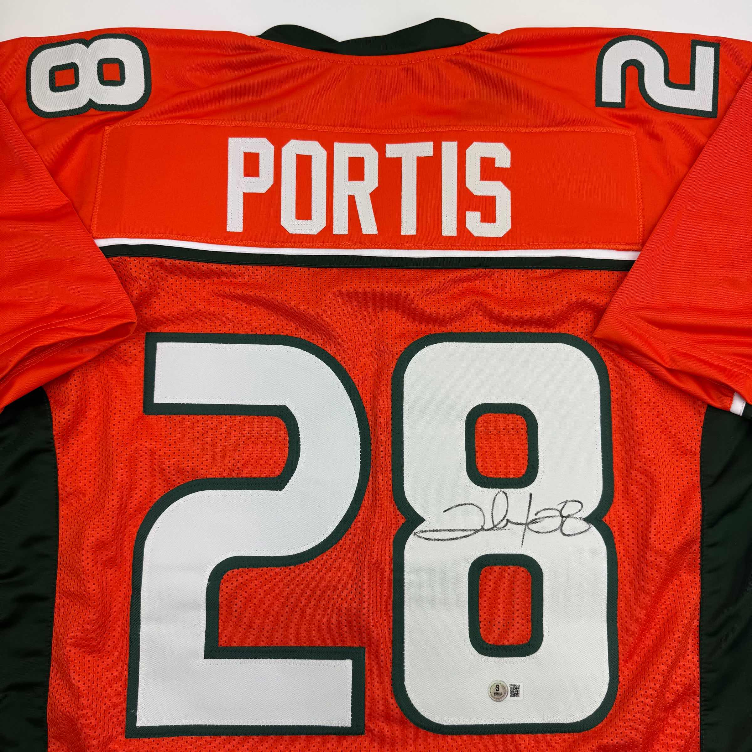 Autographed/Signed Clinton Portis Miami Orange College Football Jersey Beckett BAS COA - Image 2