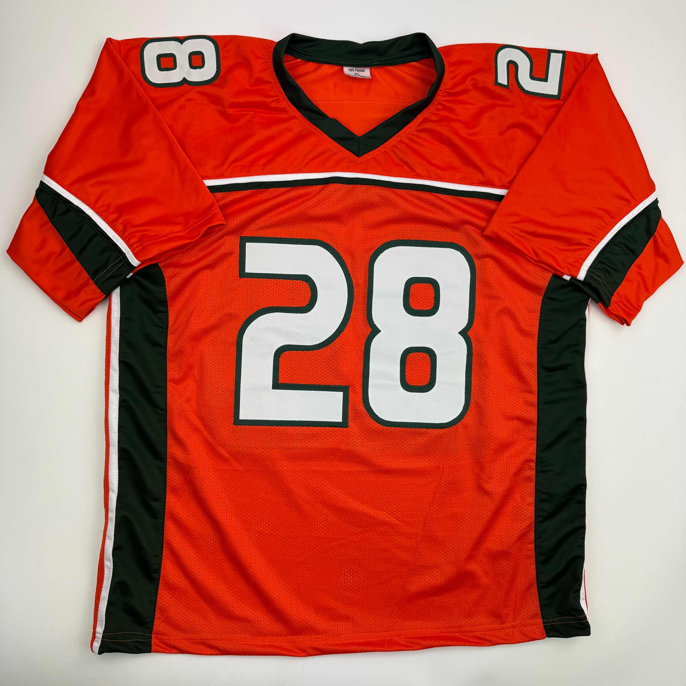 Autographed/Signed Clinton Portis Miami Orange College Football Jersey Beckett BAS COA - Image 4