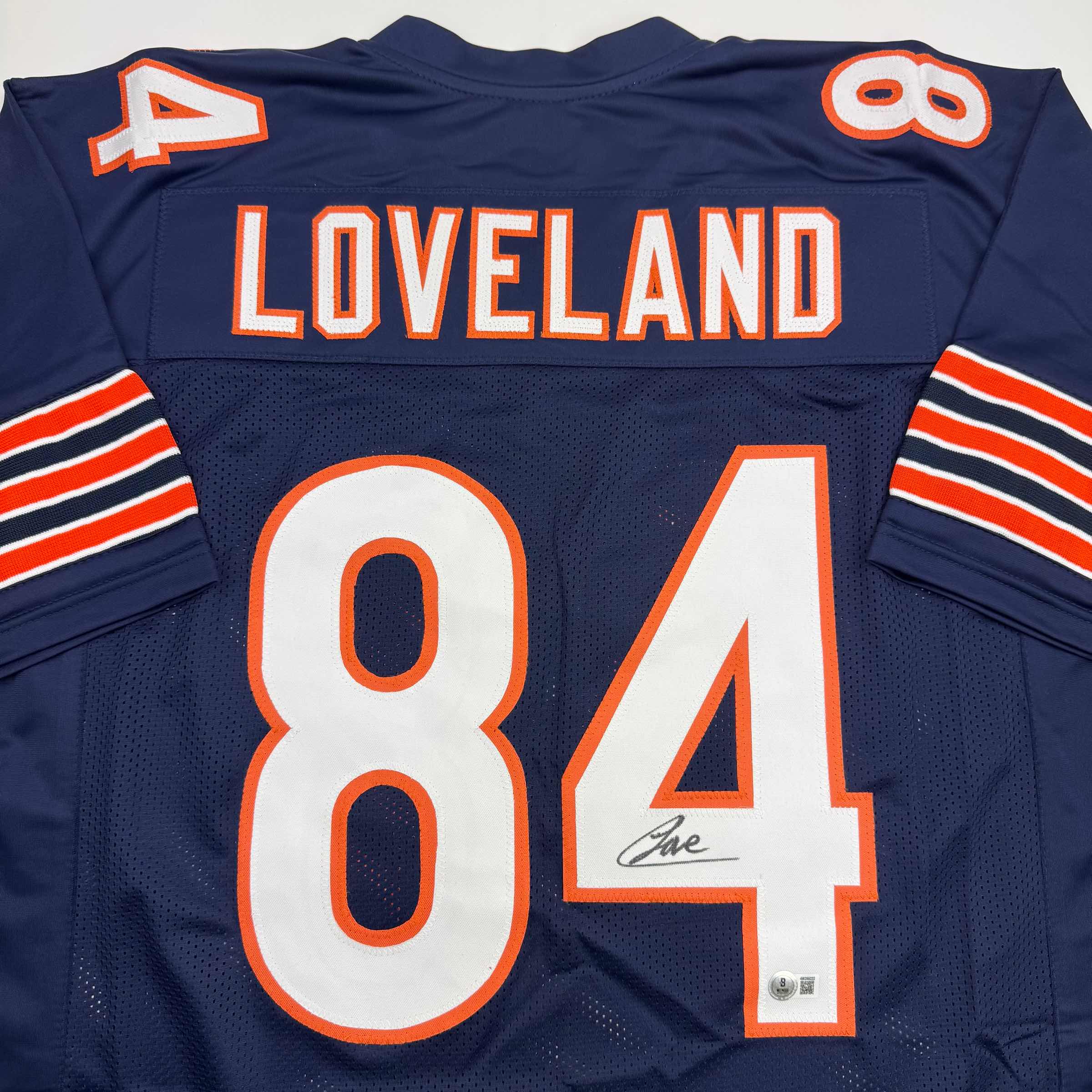 Autographed/Signed Colston Loveland Chicago Blue Football Jersey Beckett BAS COA - Image 2