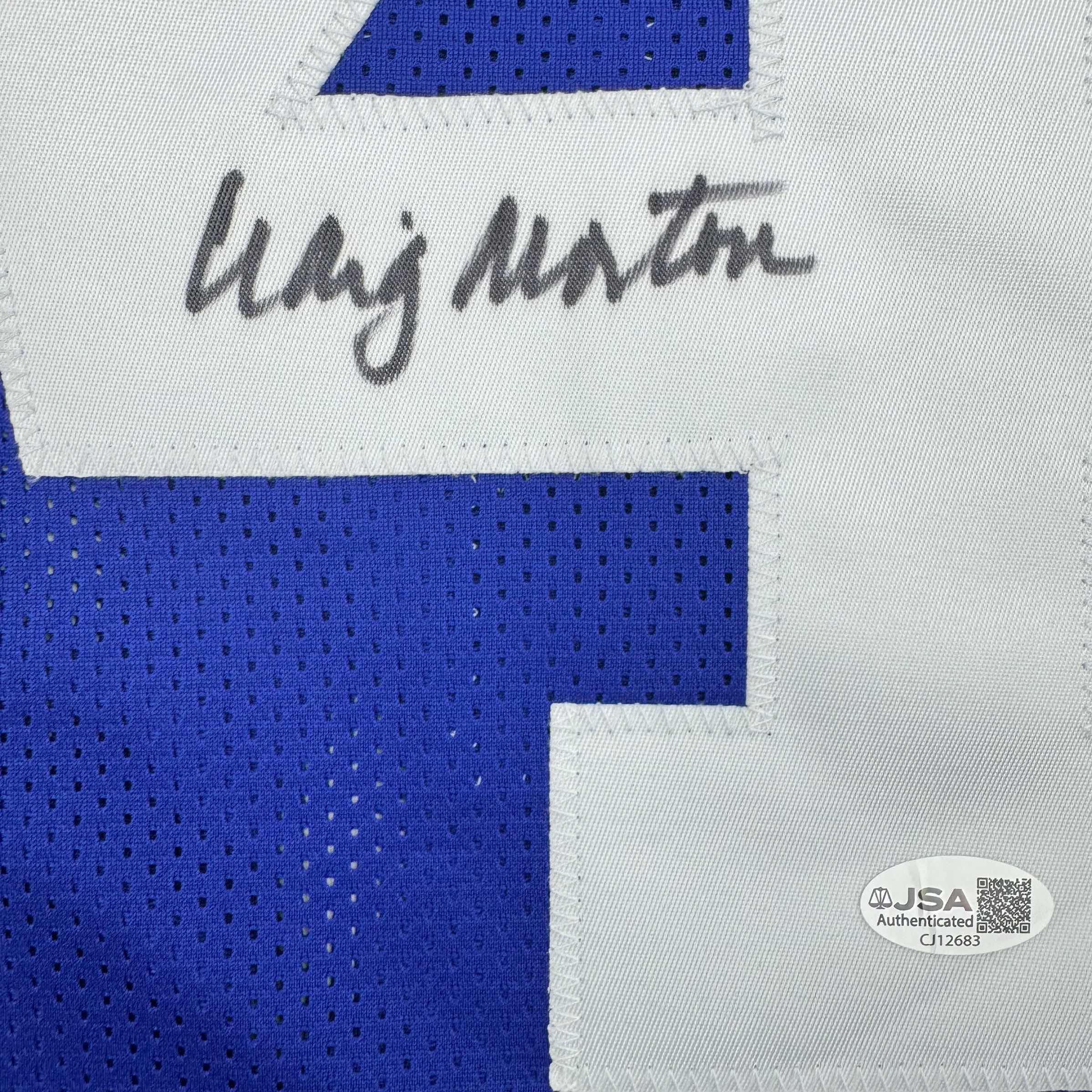 Autographed/Signed Craig Morton Dallas Blue Football Jersey JSA COA - Image 3