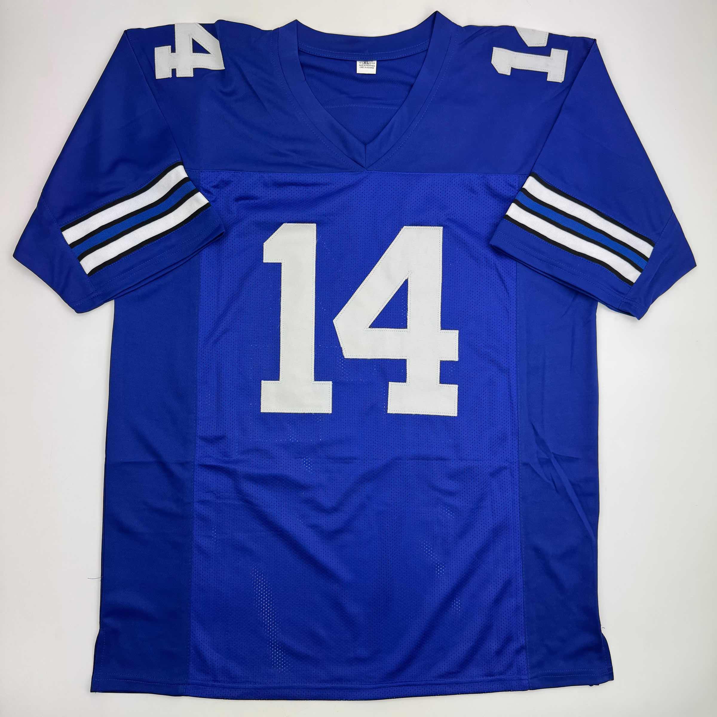 Autographed/Signed Craig Morton Dallas Blue Football Jersey JSA COA - Image 4