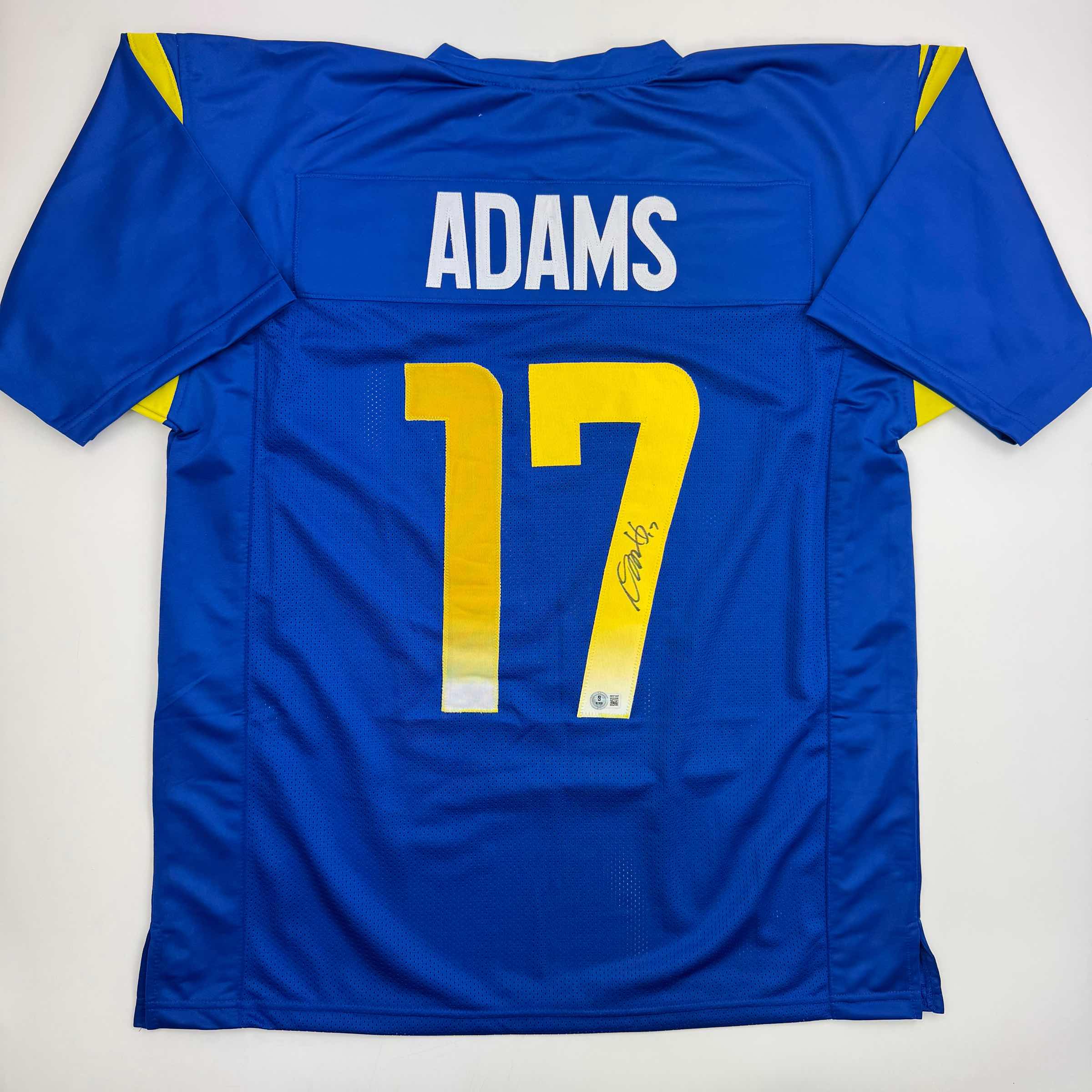 Autographed/Signed Davante Admas Los Angeles LA Blue Football Jersey Beckett BAS COA